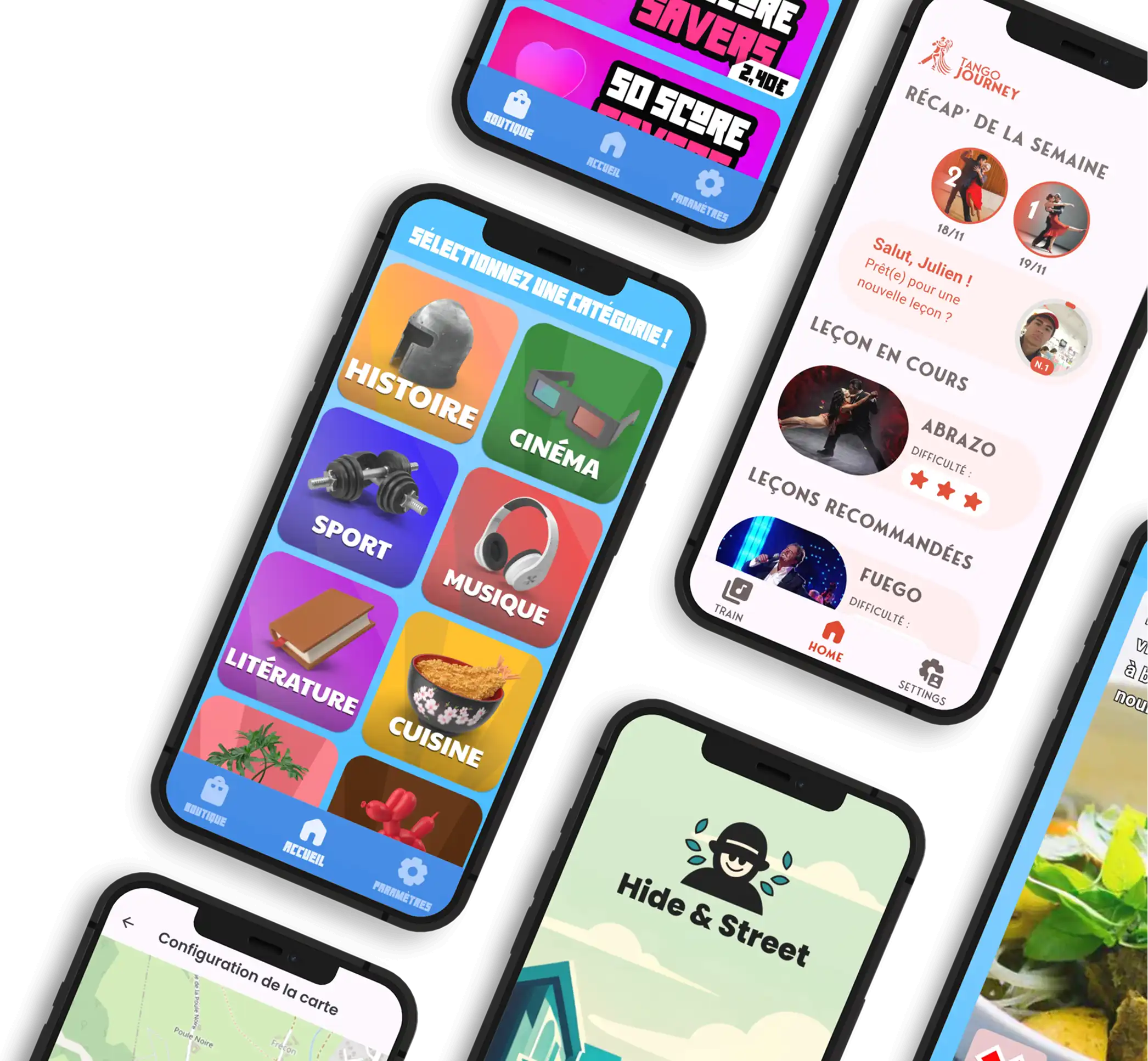 Interface d'applications sur téléphones portables